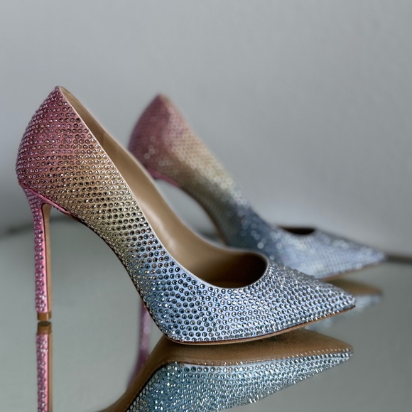 New JIMMY CHOO Romy 100 Leather Embellished Pumps $1,595 37 - Picture 8 of 16